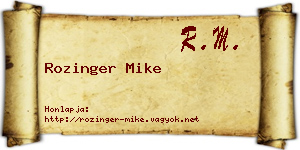 Rozinger Mike névjegykártya